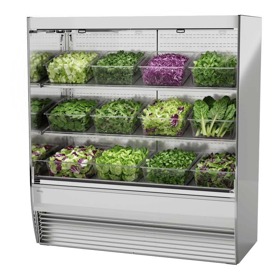 Federal Industries Salad Case Merchandiser Filled Left
